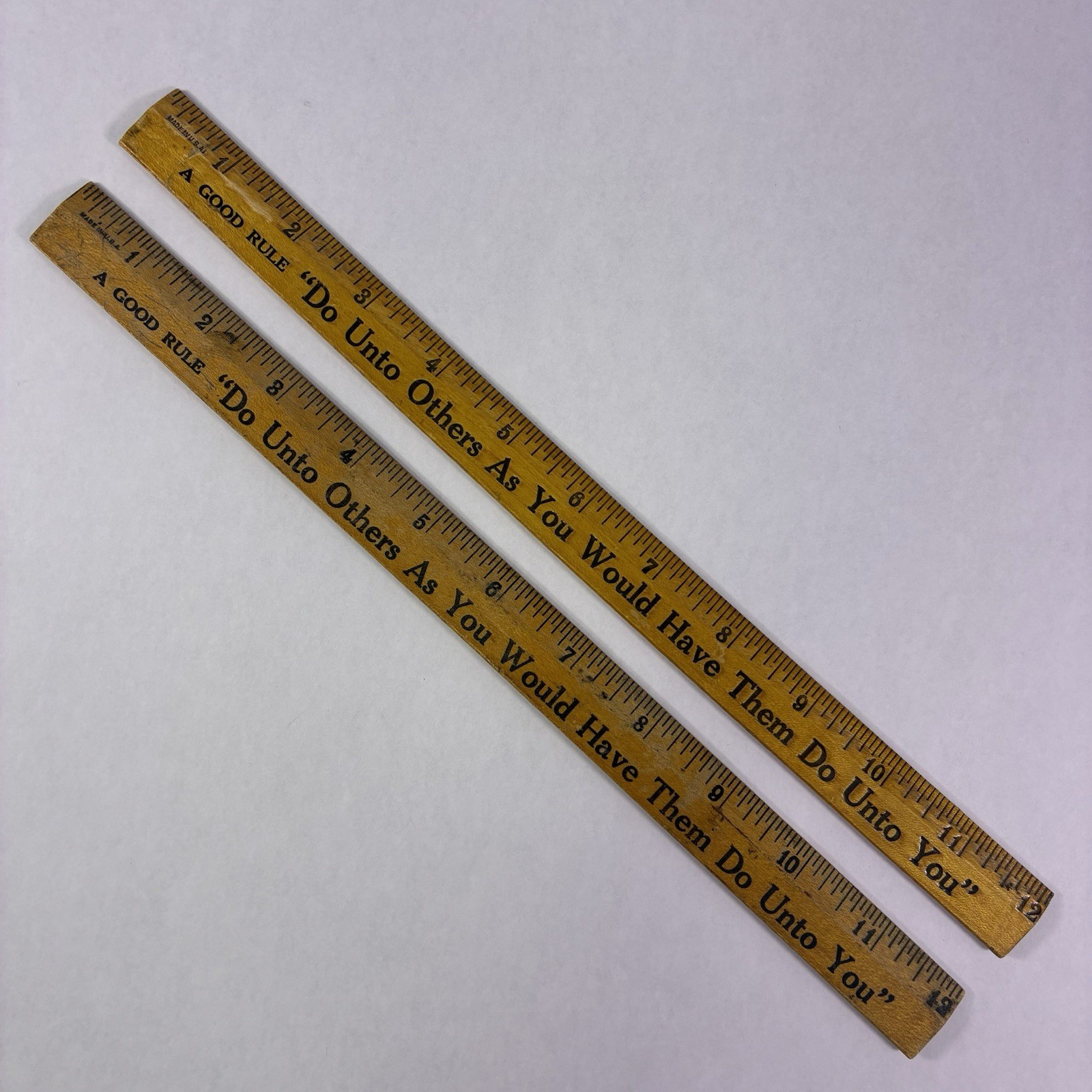 2 Vintage Wooden Coca-Cola Rulers Religious "A Good Rule" The Coca-Cola Bottling