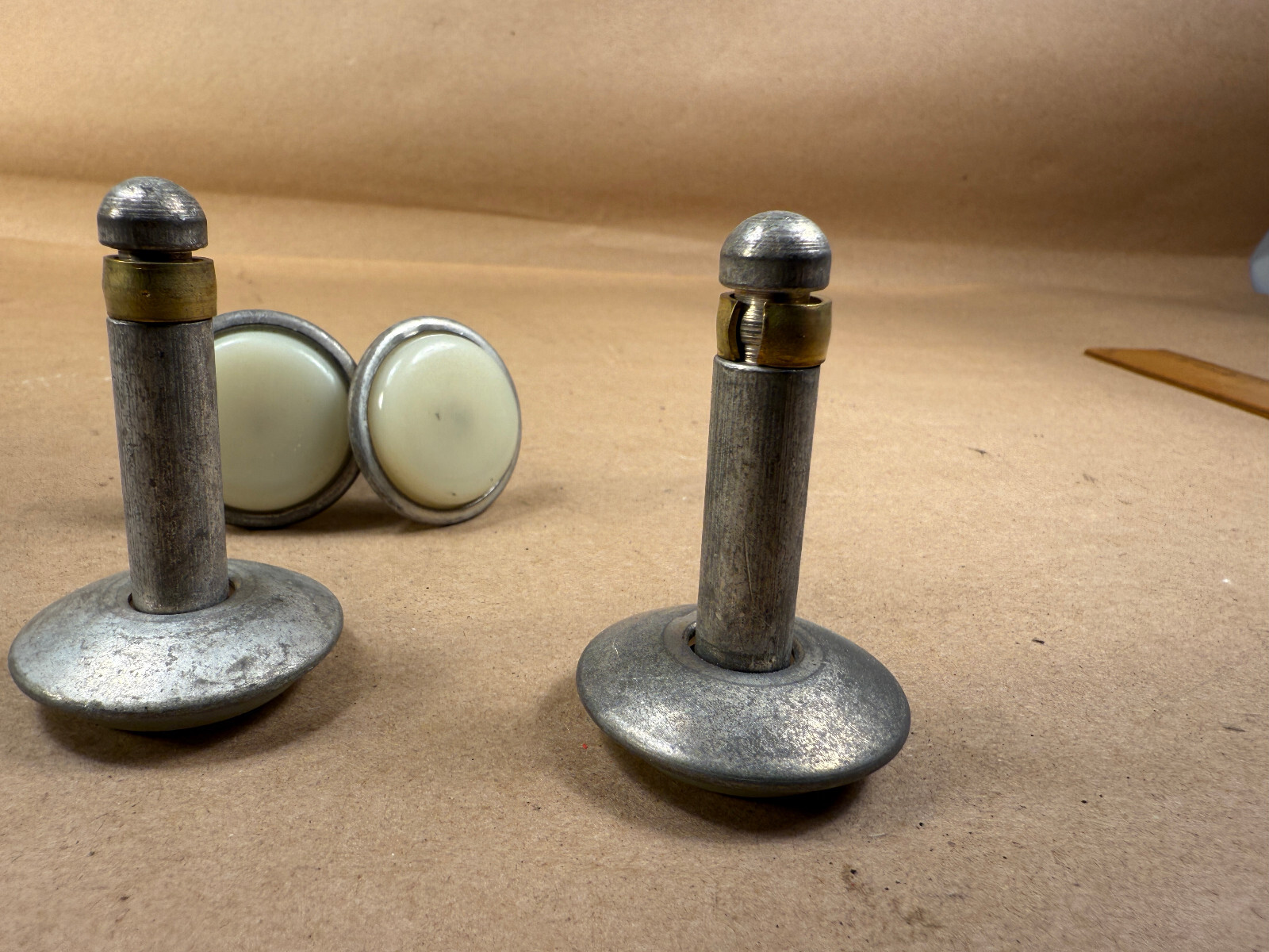 Lot of 4 Vintage Mid Century Large Swivel Glides Metal for Table Chair Legs MCM