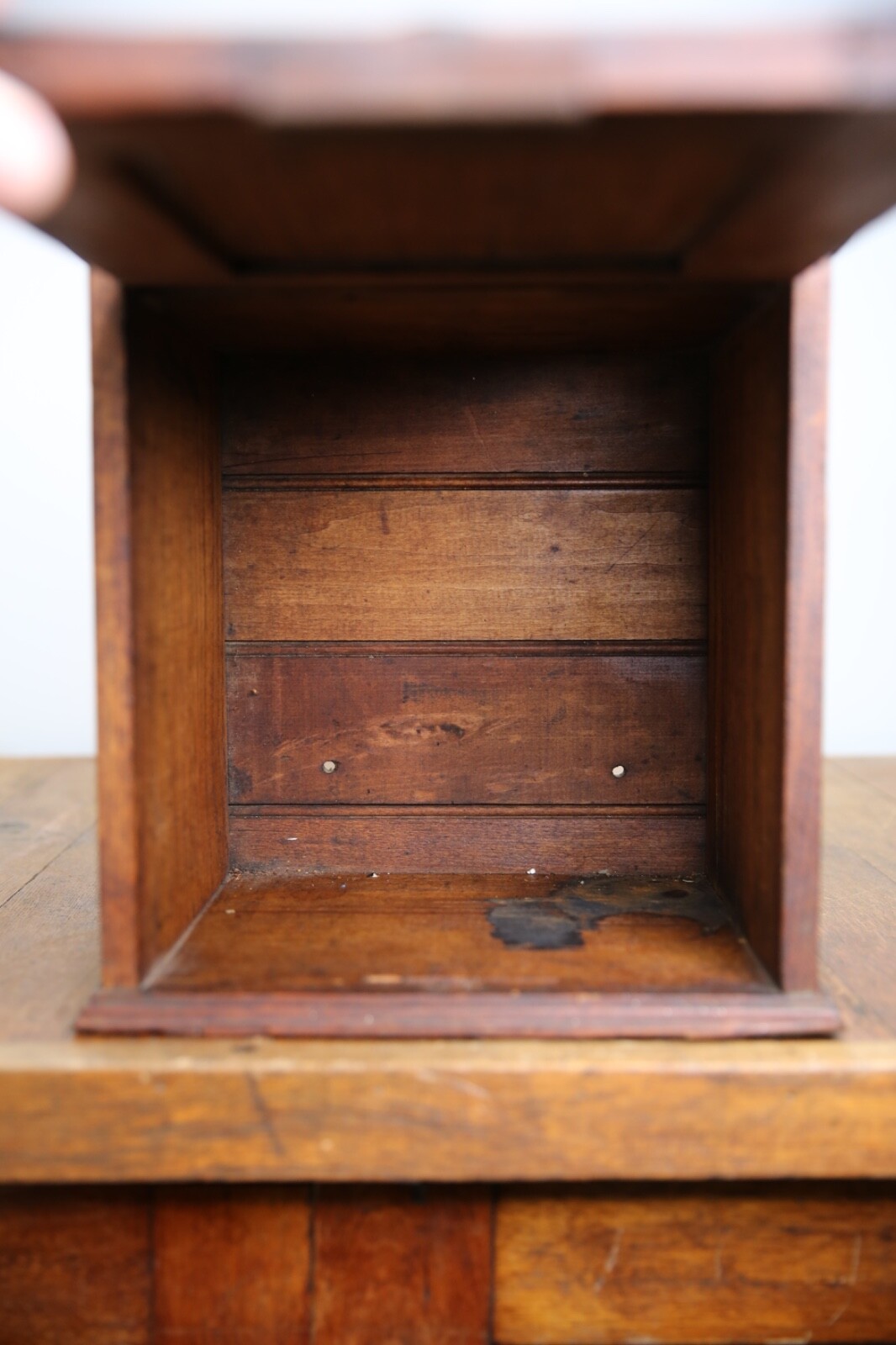 Vintage apothecary wood Cabinet antique counter flap door safe lock no key oak