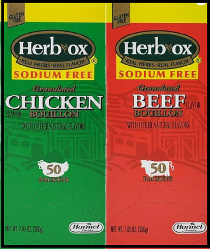 Herb-Ox Bouillon Bundle,`Beef And Chicken, 100 Total Packets