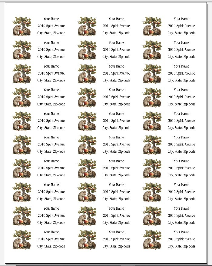 150 Hedgehogs Apple Tree Mailing Return Address Labels Personalized