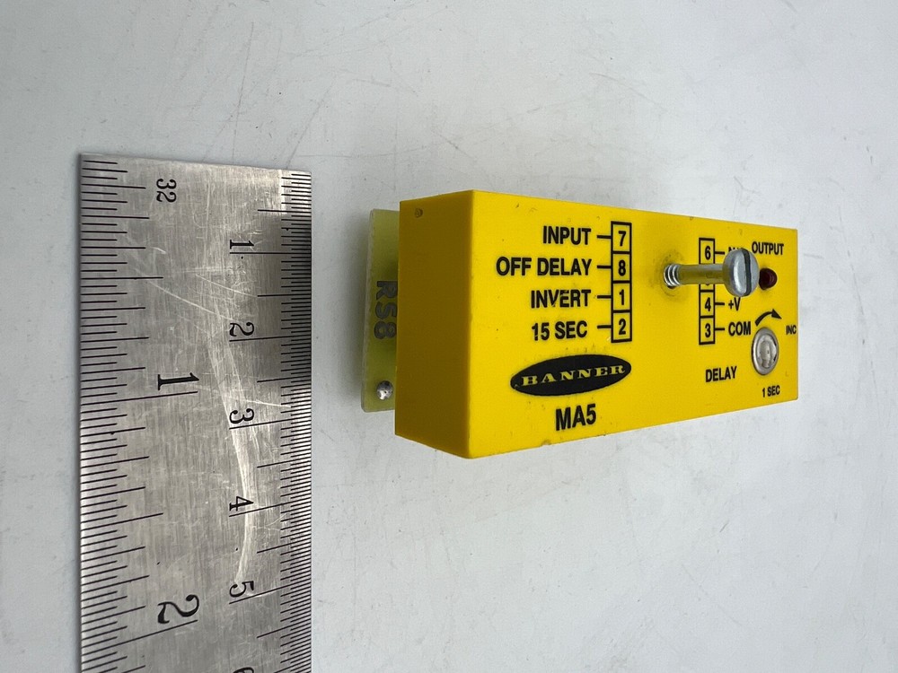 Pair BANNER MA5 Adjustable Delay Module with RS8 Socket Base Logic Board Lot USA