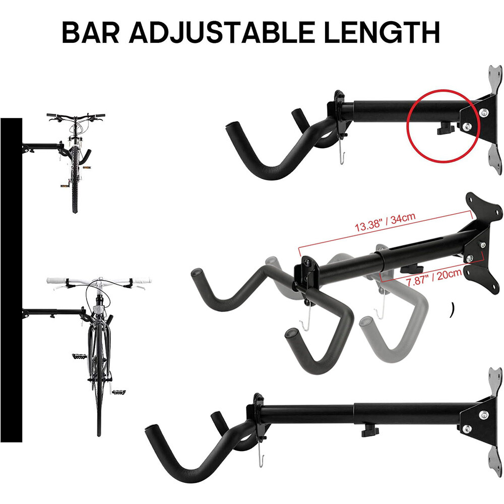 Bicycle Storage Wall Mount Rack Hanger Cycling Steel Garage Space Saving Holder