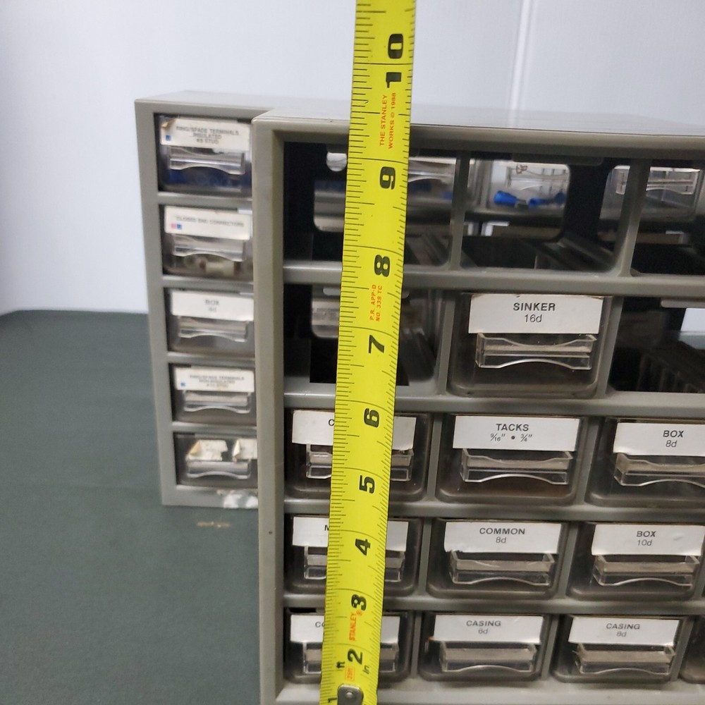 Plastic Storage 25 Drawers Workshop Organizer with Some Contents + Extra Partial