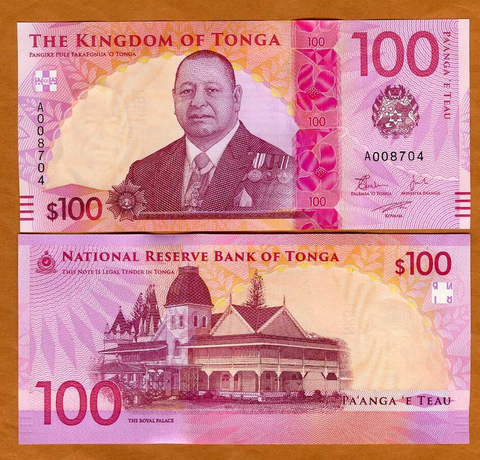 Tonga, 100 Pa'anga, ND (2023), P-55, A-Prefix, UNC New Series of Notes
