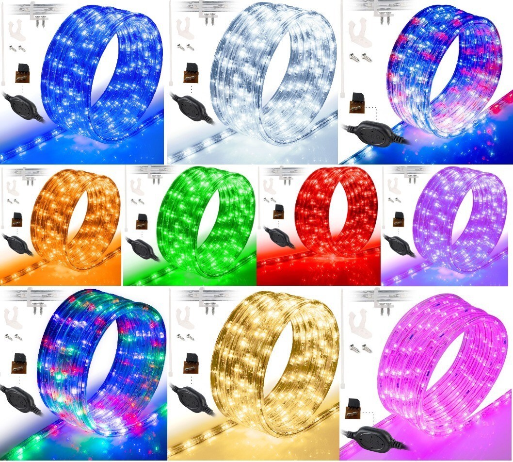 10' 20' 25' 50' 100' 150ft Outdoor LED Rope Light Water-Resistant Extend to 300'