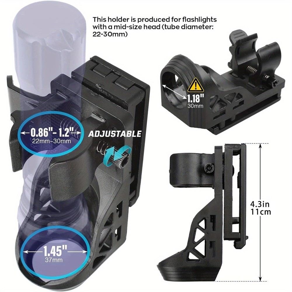 Tactical Flashlight Holster,Flashlight Holster for Belt, Black
