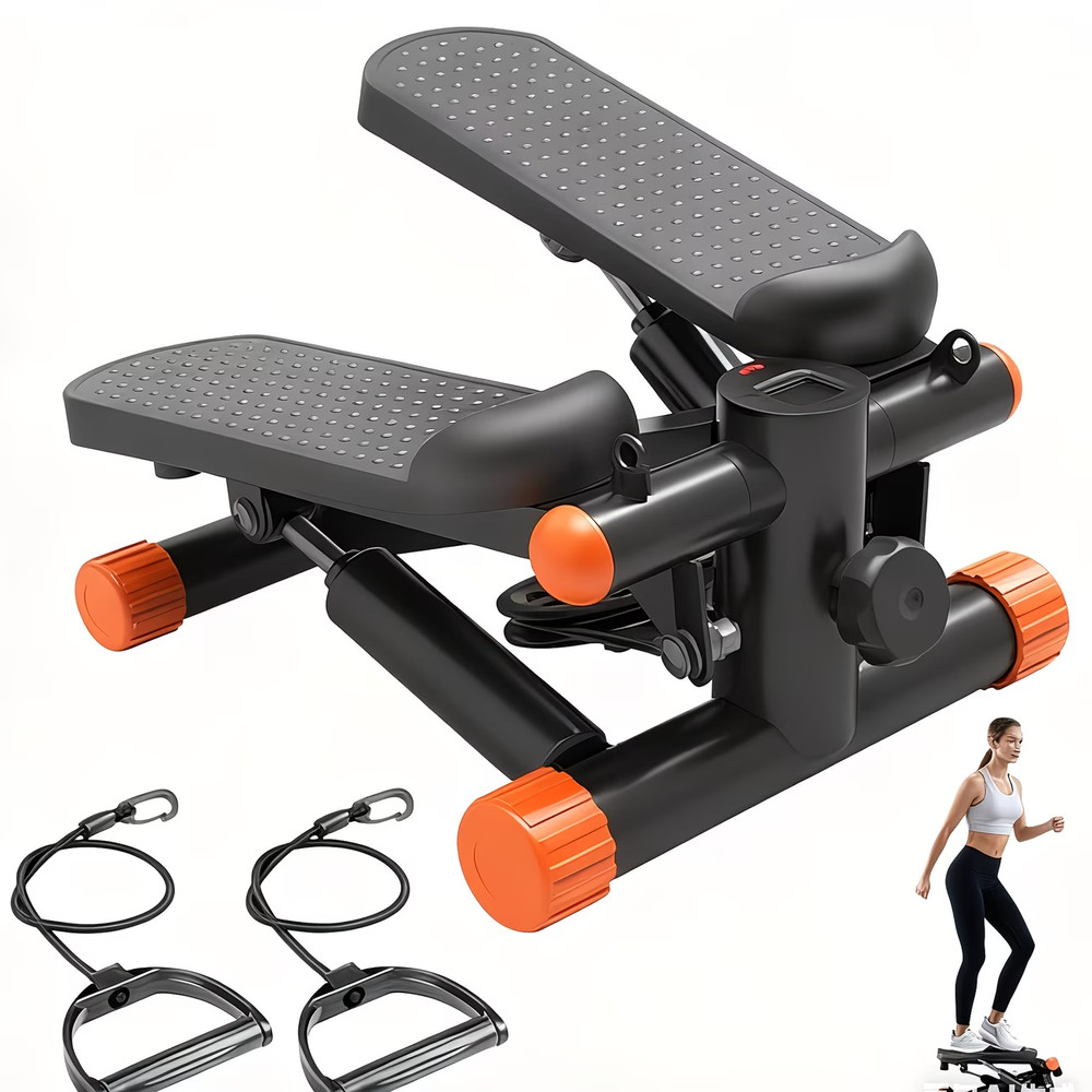 Mini Exercise Stepper with Resistance Bands - Compact Stair Stepper Machine for