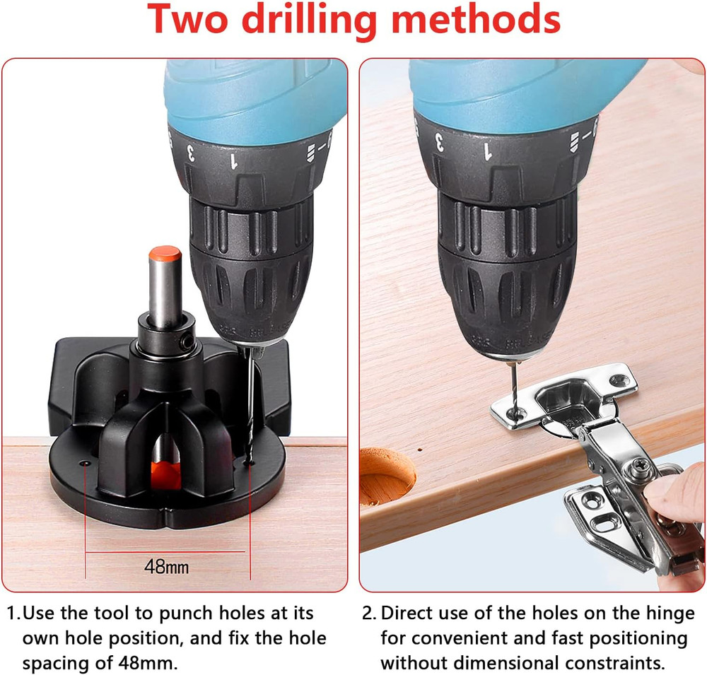 Concealed Positioning Hinge Hole Punch, 35Mm Door Hinge Jig with 2 Retaining Cli