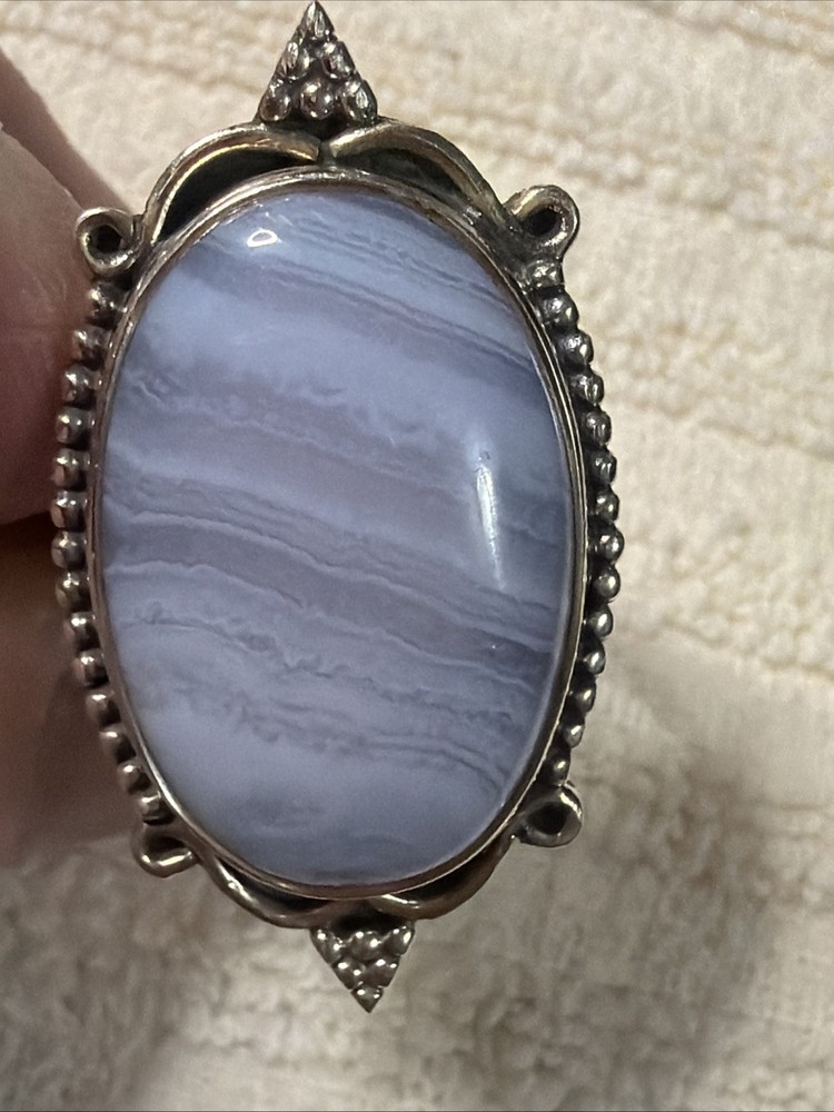 Blue Lace Agate Ring Size 10 Wt 7.9 Grams nwt