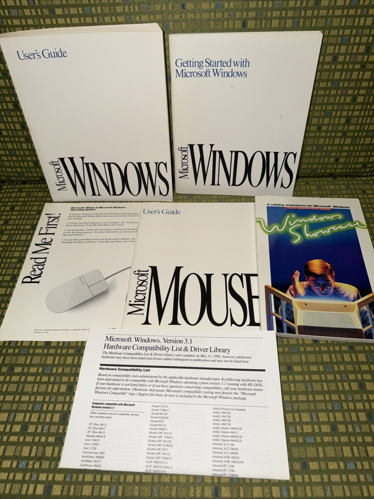 Vintage Original Microsoft Windows 3.1 & Mouse User Guide + Extra Publications