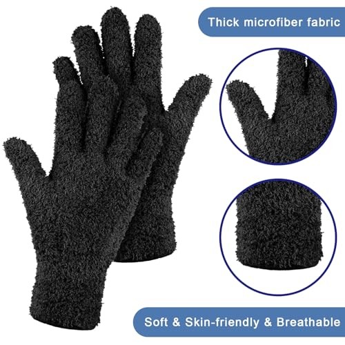 6 Pairs Microfiber Dusting Gloves, Dusting Cleaning Medium Vibrant Color
