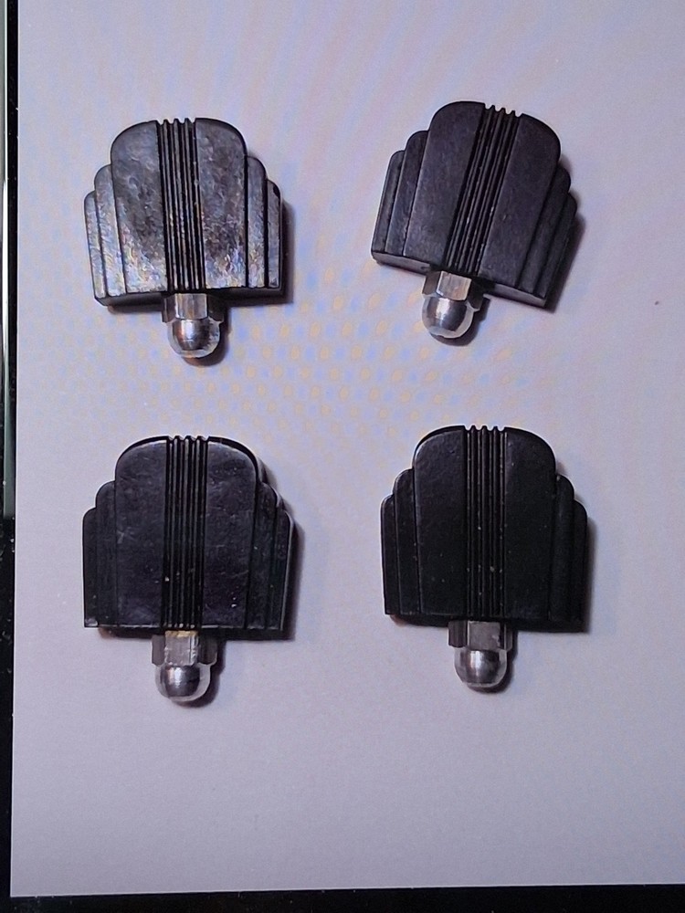 ART DECO BAKELITE 4 KNOBS - TIERED SHAPE w/RIBBED LINES - PERFECT VINTAGE TOUCH.
