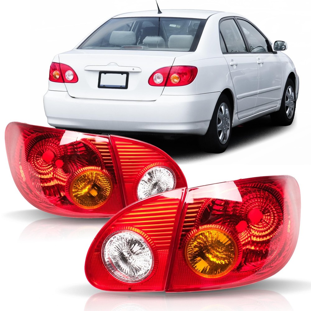 Tail Lights Assembly Compatible with 2003-2008 Toyota Corolla Inner + Outer T...