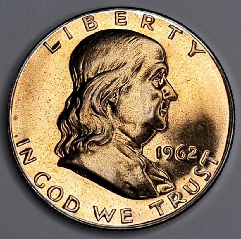 1962 Gem Proof Franklin Half Dollar 90% Silver - Nicely Toned