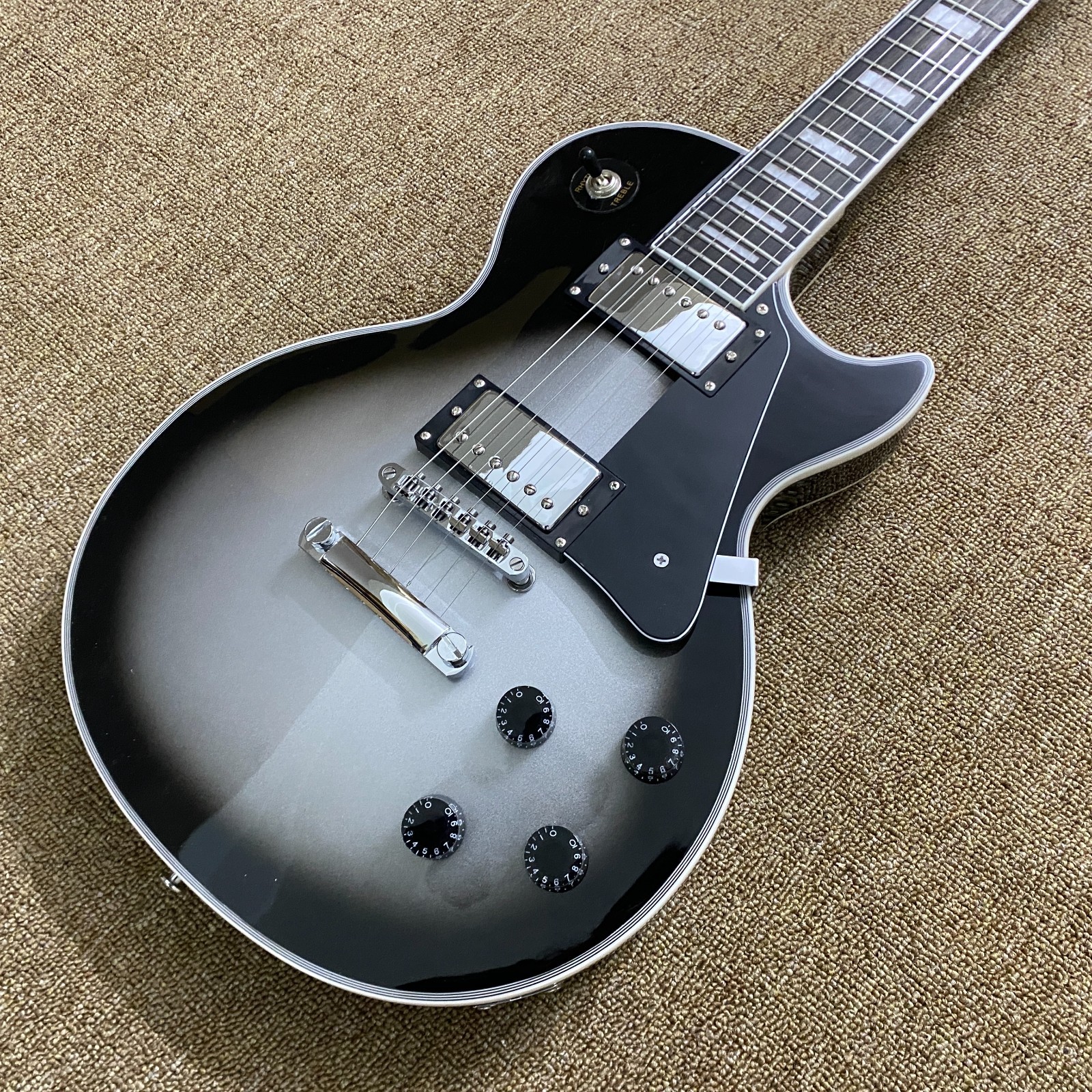 Custom LP Electric GuitarChrome plated hardware Carve Metal body Free Ship in US