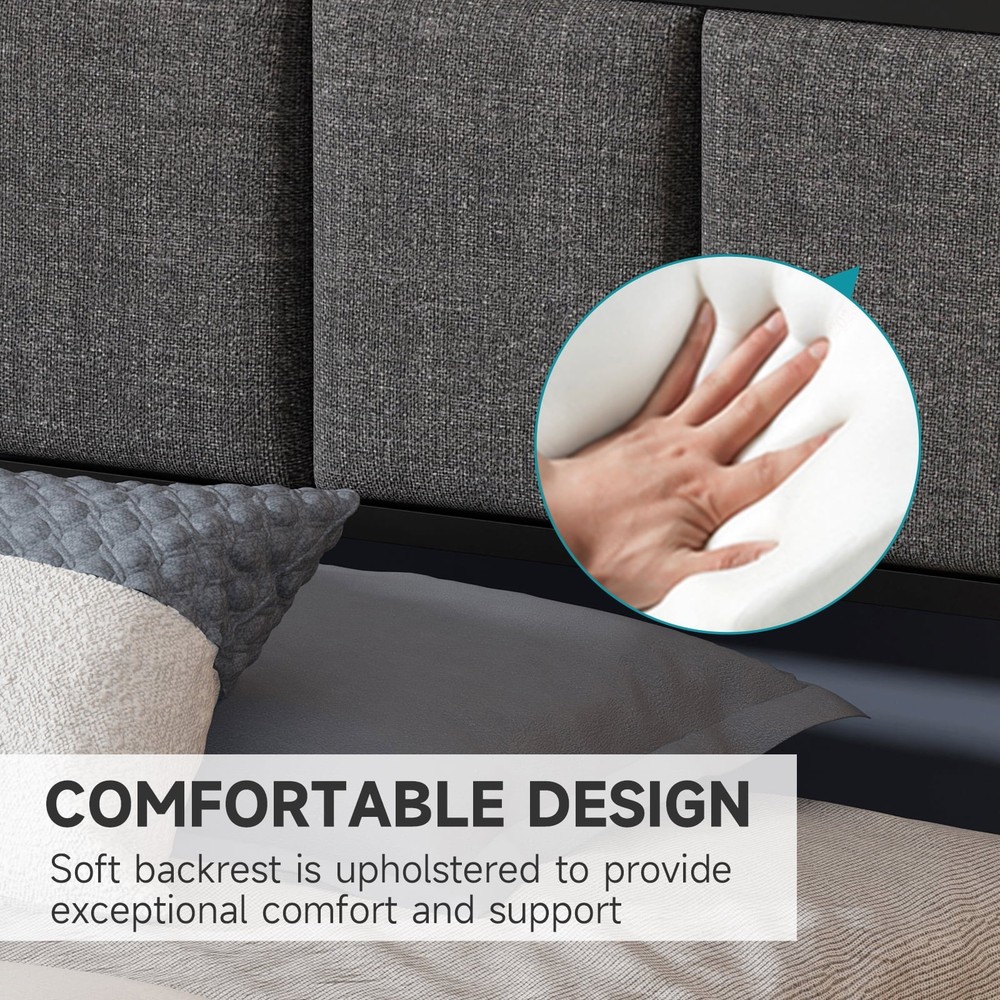 Storage Metal Platform Bed Frames with LED Light, Twin