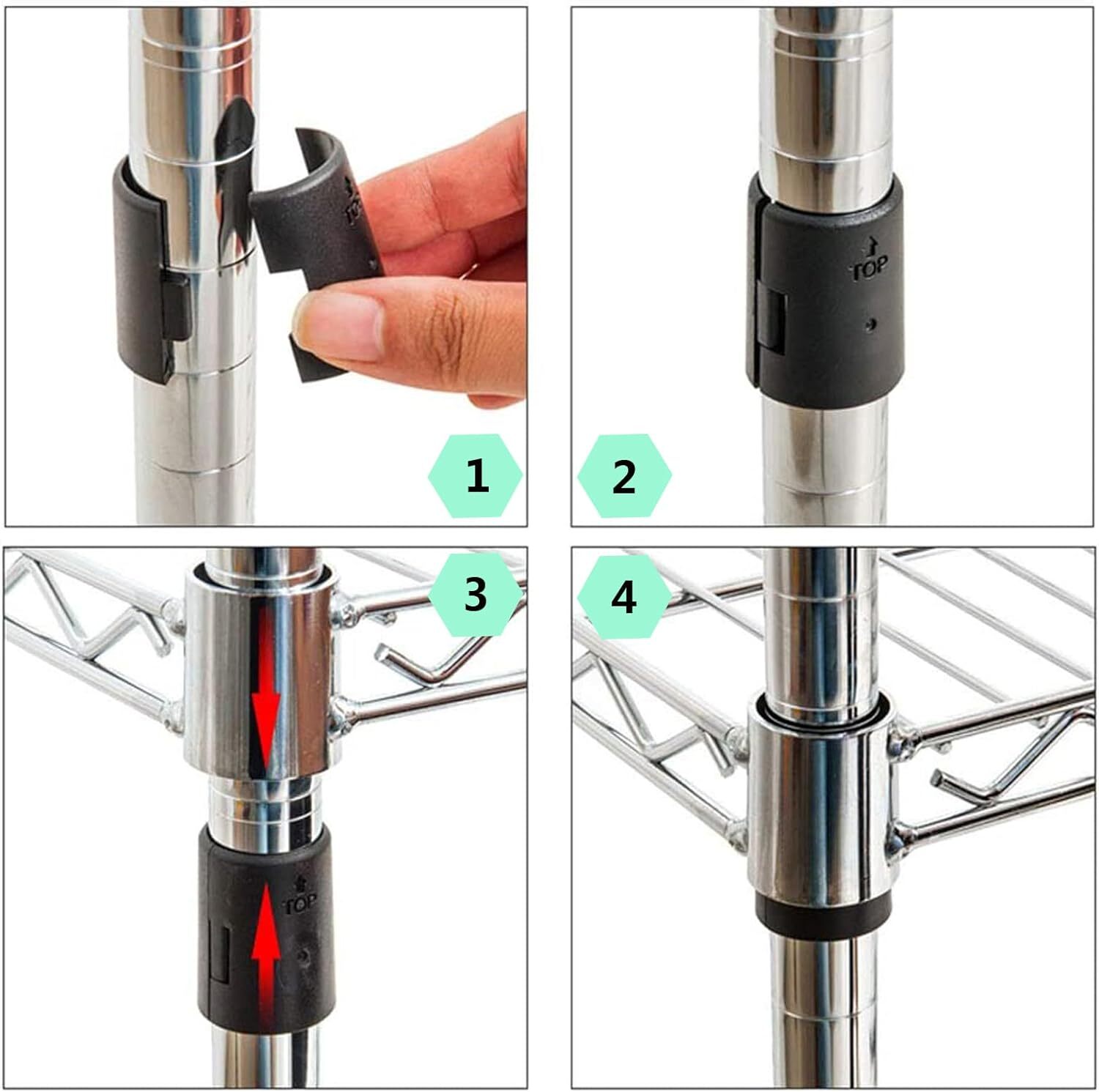 Wire Shelf Clips Shelving Split Sleeves Lock Metal Rack Fits 1" Post 74 Pieces