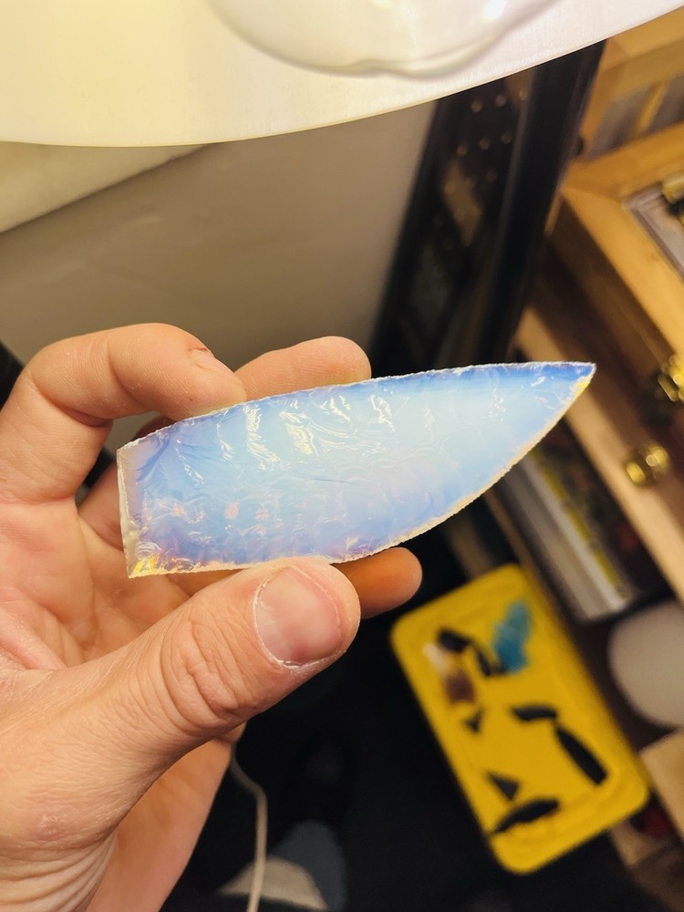 4” Opal Glass Flintknapped Knife Blade.