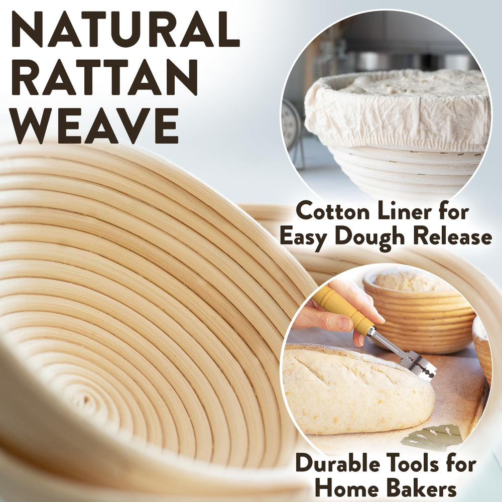 Complete Bread Proofing Baskets Set - Premium Quality Kit for Sourdough Bread Ma