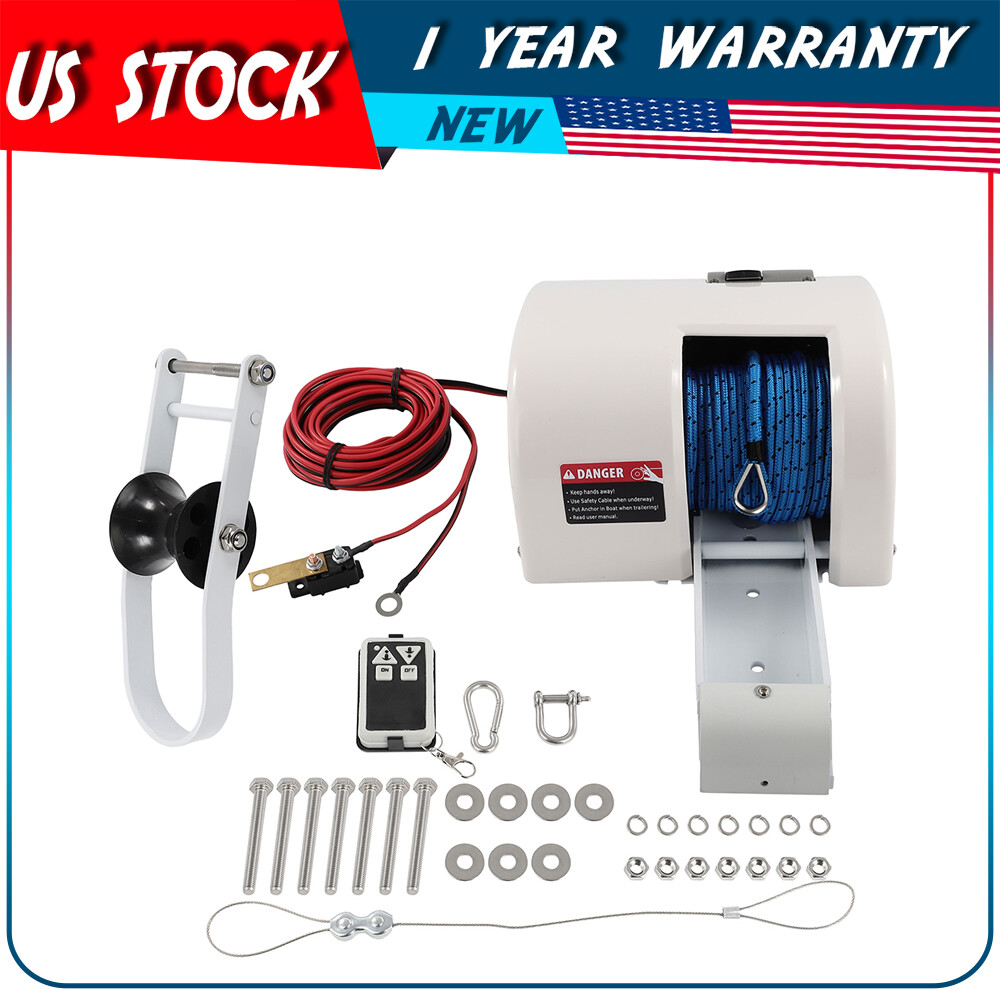 35 LBS Saltwater Electric Anchor Winch With Wireless Remote Control Kit Boat