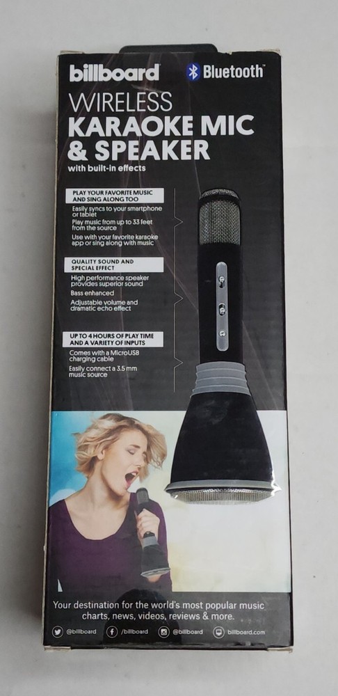 BILLBOARD BLUETOOTH WIRELESS KARAOKE MIC & SPEAKER, NEW, BB567
