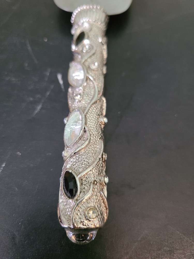 Vintage Silver Gem Encrusted Handle 10.25" Cake Cutter Server