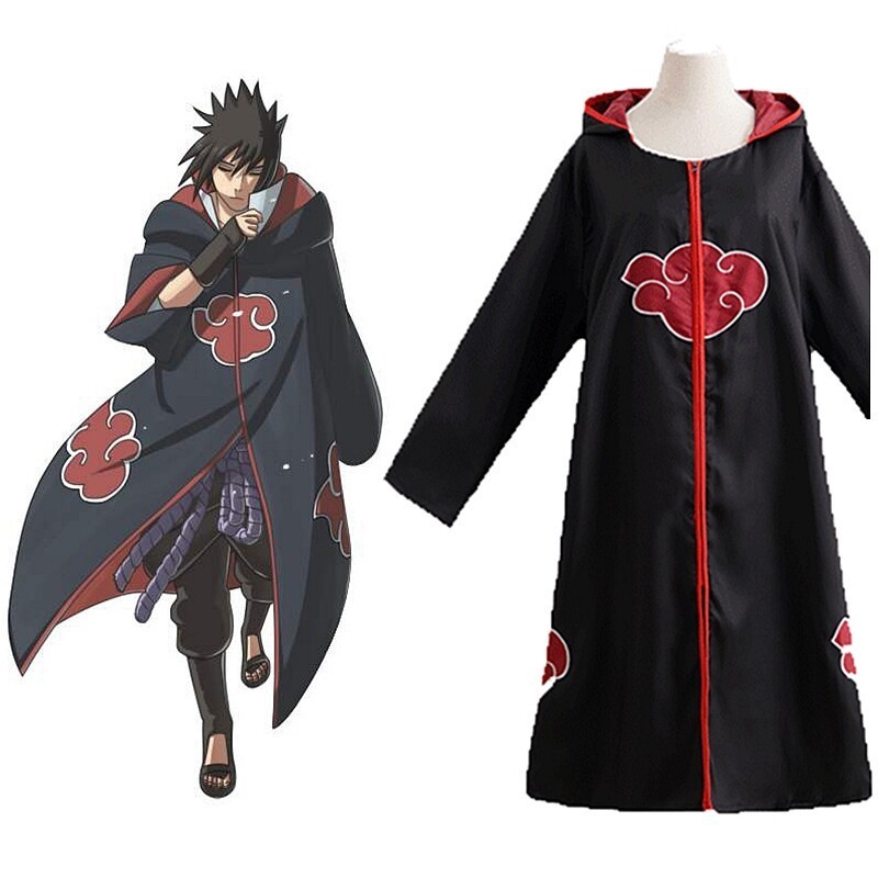 Blood Red Naruto AKATSUKI ROBE Cloak Uchiha Itachi Cosplay Costume Claok Cape
