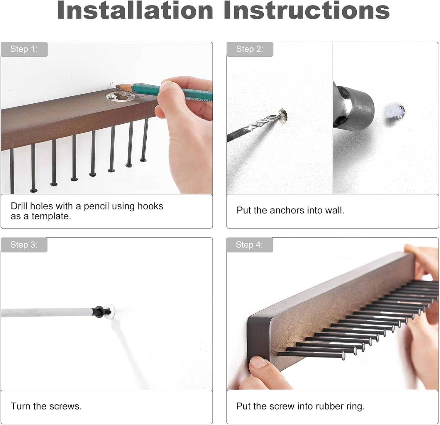 Mkono Tie Rack Wall Mounted Belt Hanger Holder Rustic Wood Tie Organizer for Men