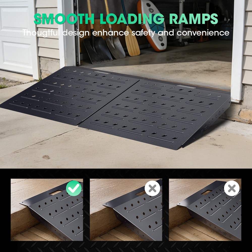29" x 24" Shed Ramp - Black Loading Ramp 900 LB Capacity Alloy Loading Dock Ramp