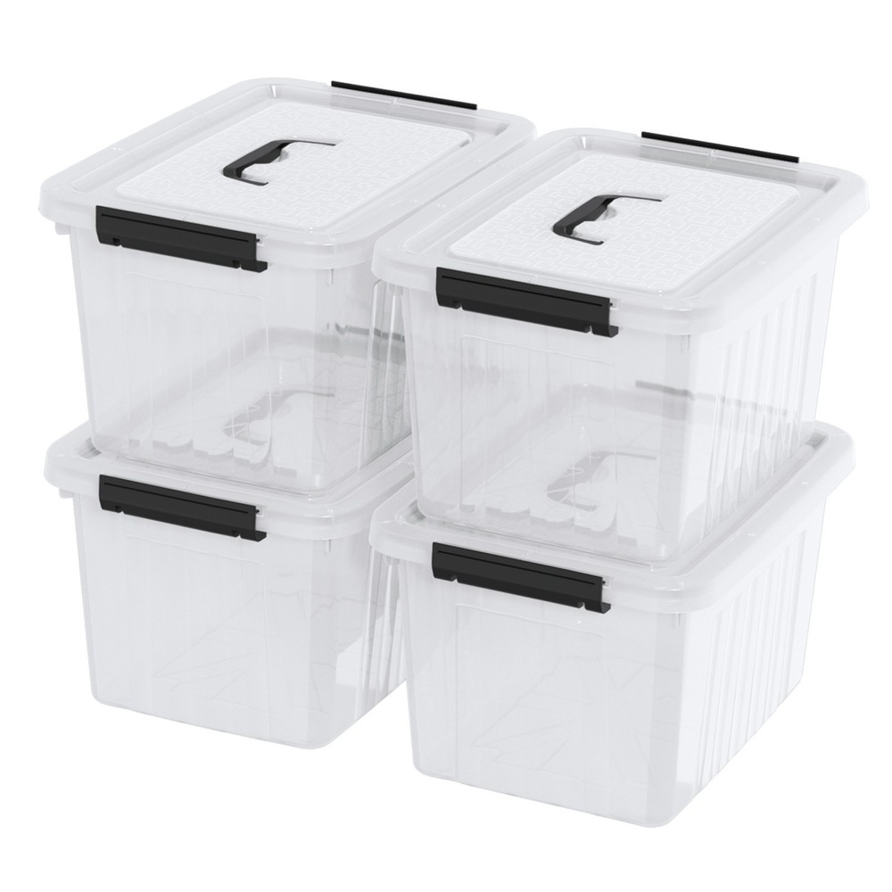 Knifefish 4-Pack Clear Plastic Storage Containers, 18L Medium Bins