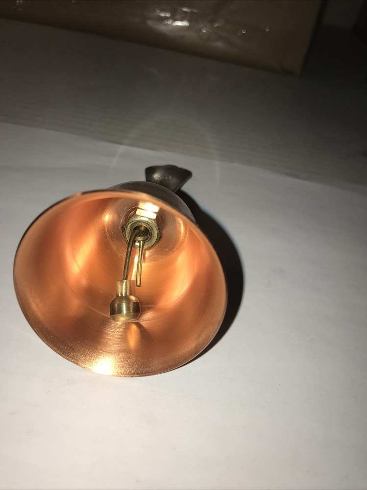 VINTAGE Polished Copper Bell With Brass Handle 5”