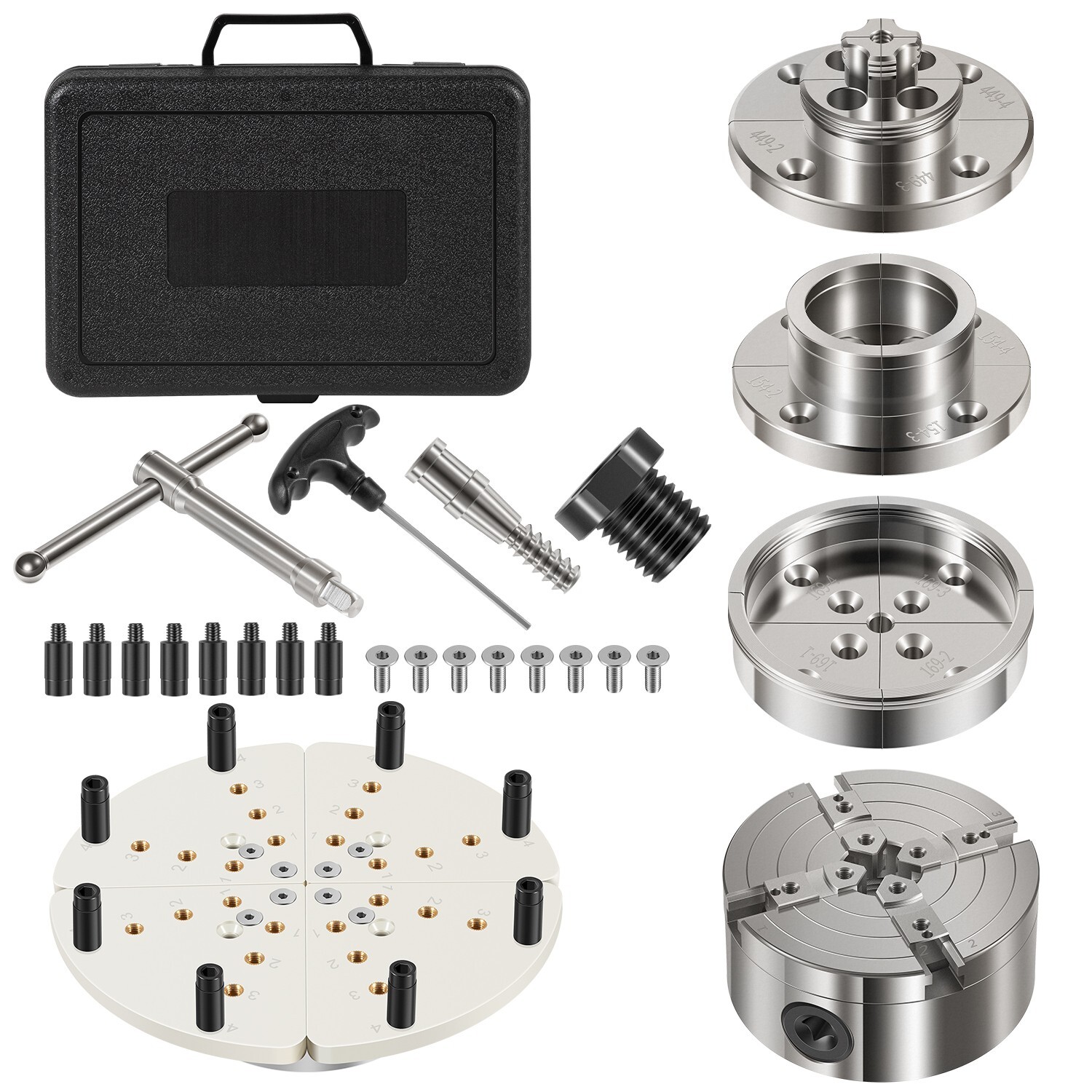 4 Inch Wood Lathe Chuck Set 1" x 8 tpi, Self Centering 4 Jaw Wood Turning Chuck