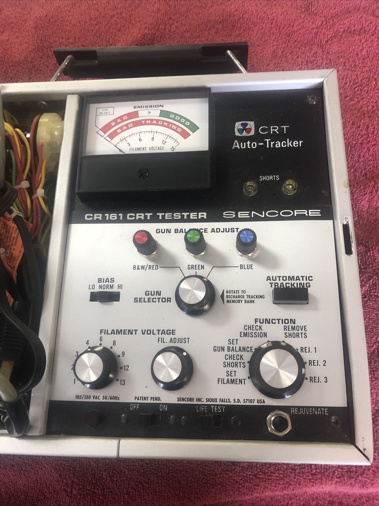 Sencore model CR-161 CRT checker with socket adaptors, working.
