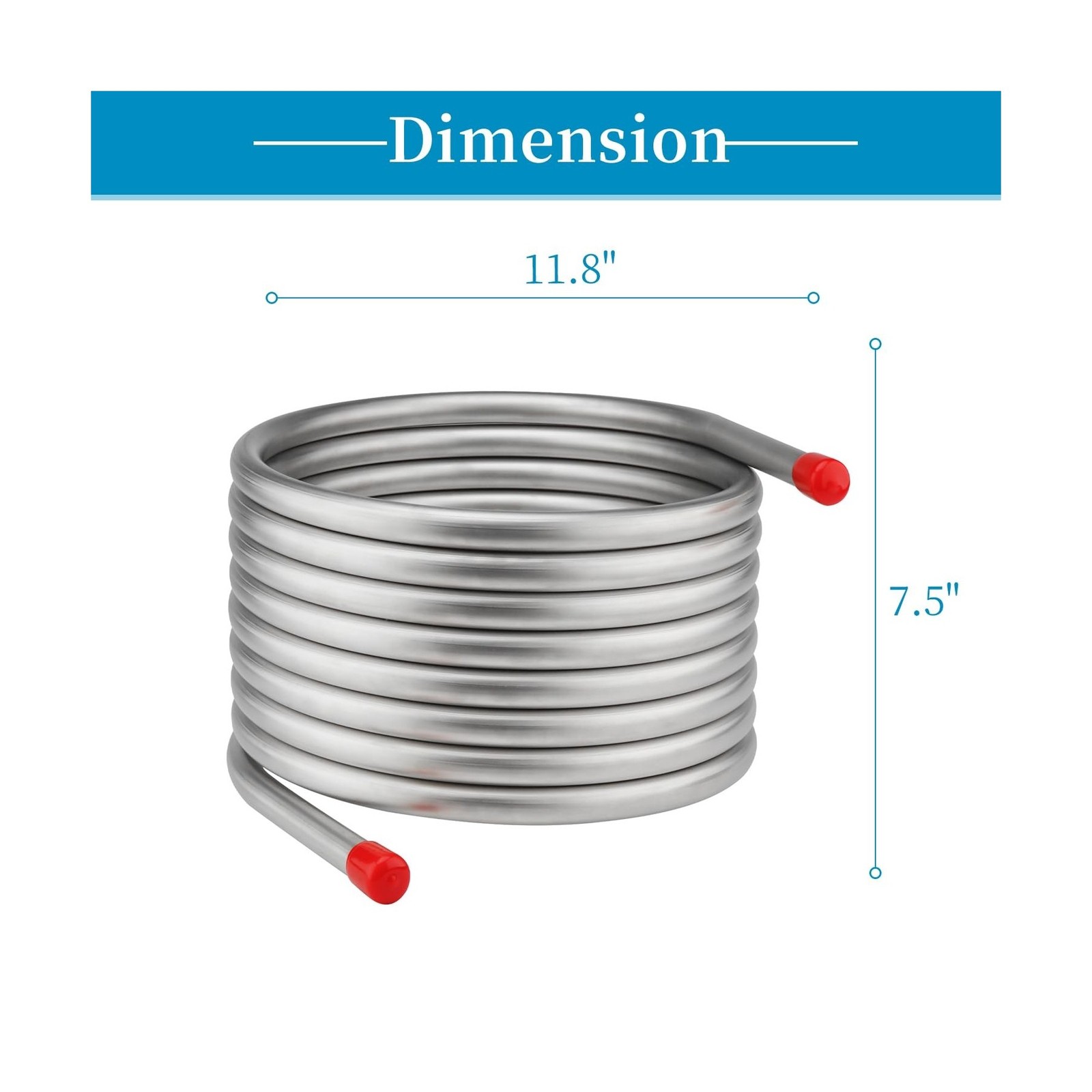 Vigorous Wort Chiller, 3/4" x 25 Ft Food Grade 304 Stainless Steel Coil, Wate...