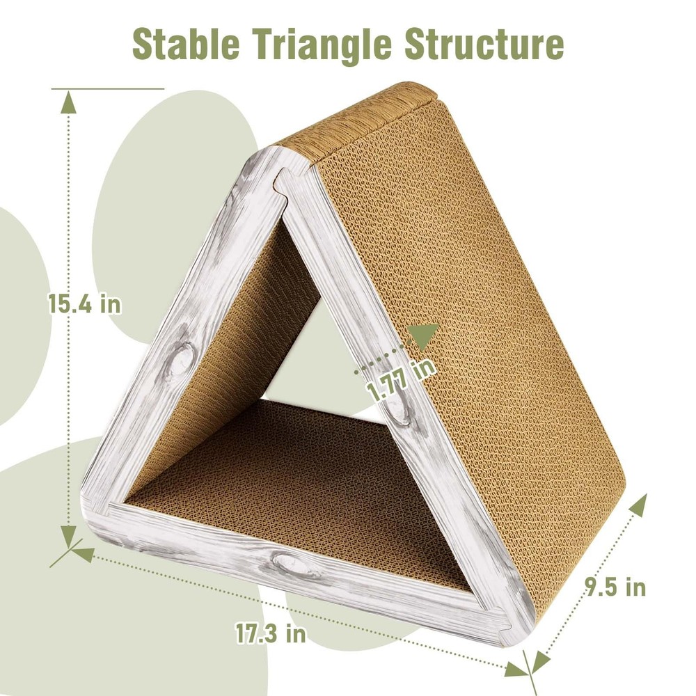 Foldable Cat Scratching Board Triangle Scratcher Cardboard Pad 6 Usable Sides
