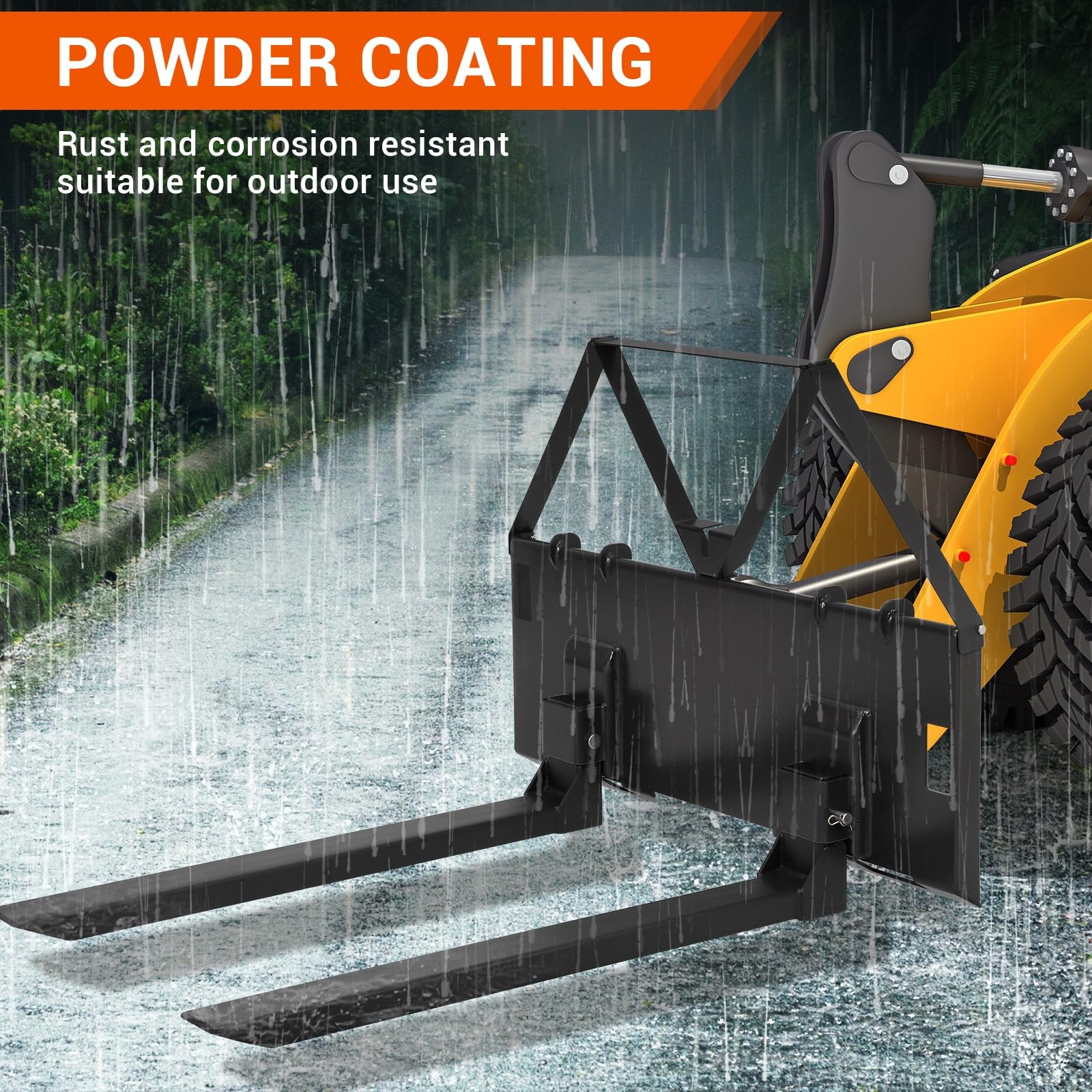 45" Skid Steer Pallet Forks, 3200LB Capacity, Quick Attach for Tractors & Loader