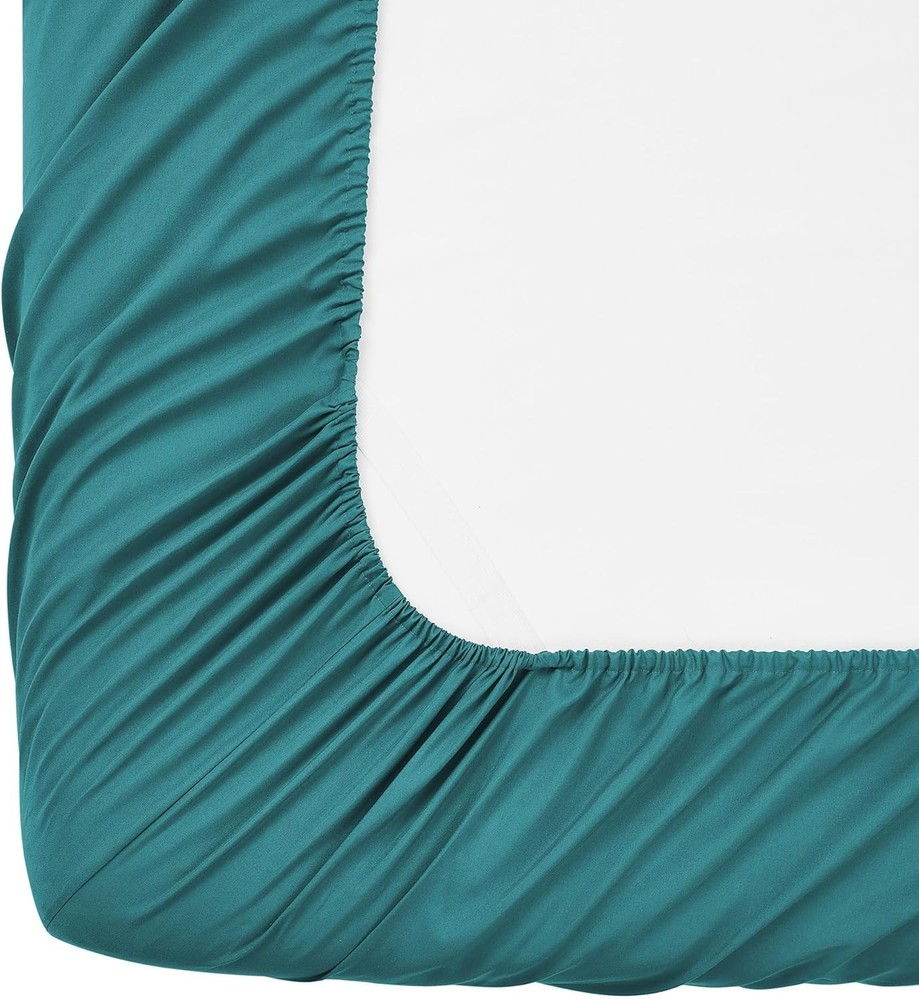 Full Size Fitted Sheet - Soft Breathable Teal Brushed Microfiber, 16 Inch Depth