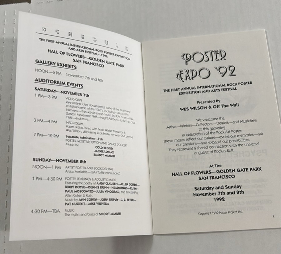 POSTER EXPO '92 Program DAVID SINGER Signed Psychedelic Art 1992 San Francisco