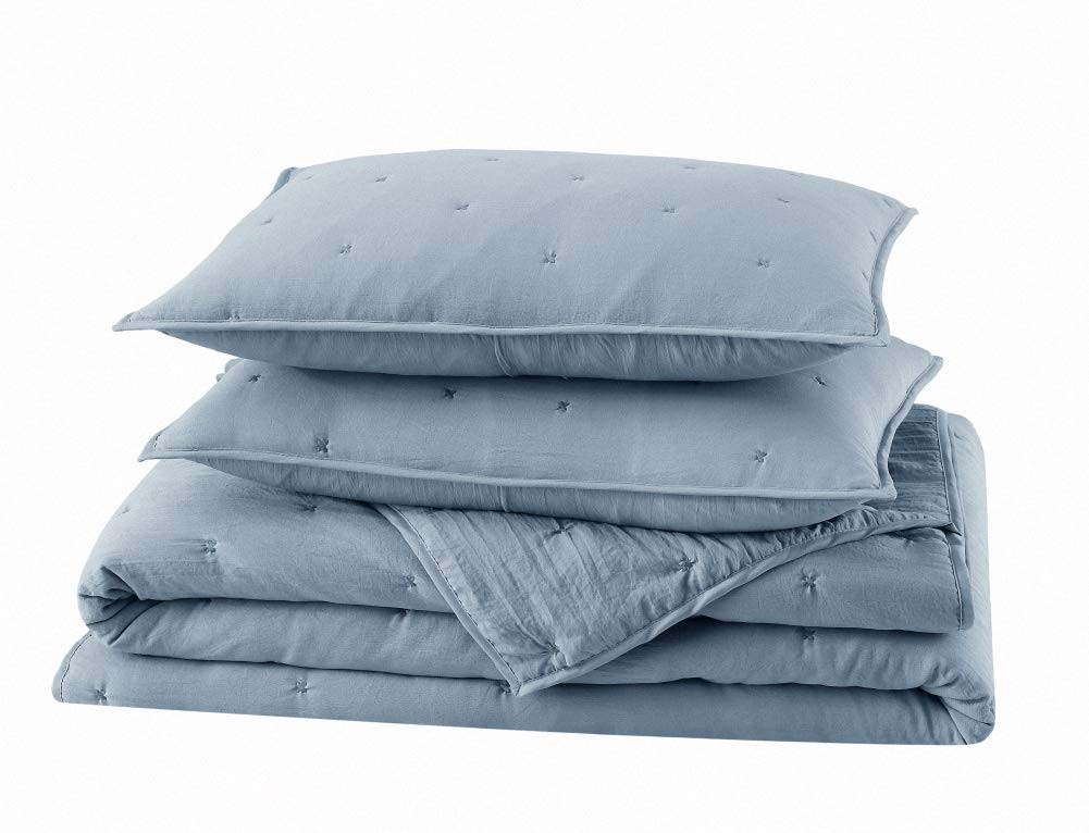 BOURINA Embroidery Quilt Set 3-Piece Oversized King Quilt Set Pre-Washed Microfi