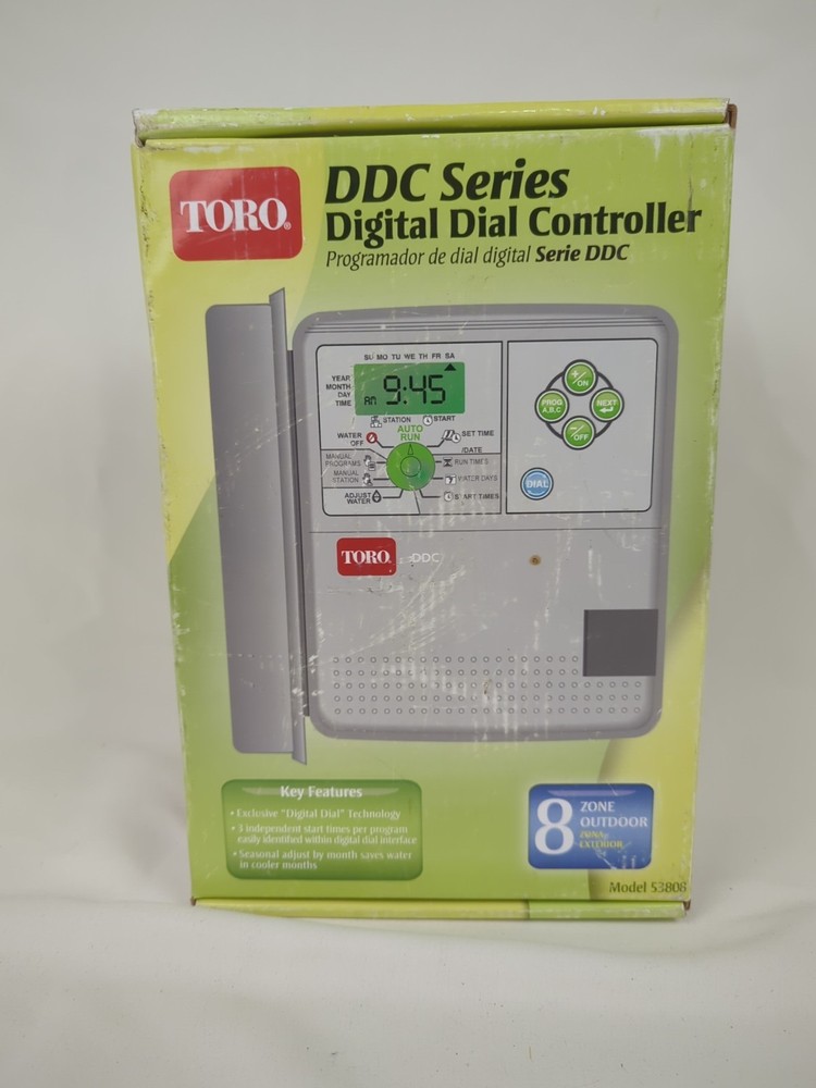 TORO 53808 DDC-8 ID OD Controller Timer Digital Dial 8 Zone Sprinkler Box