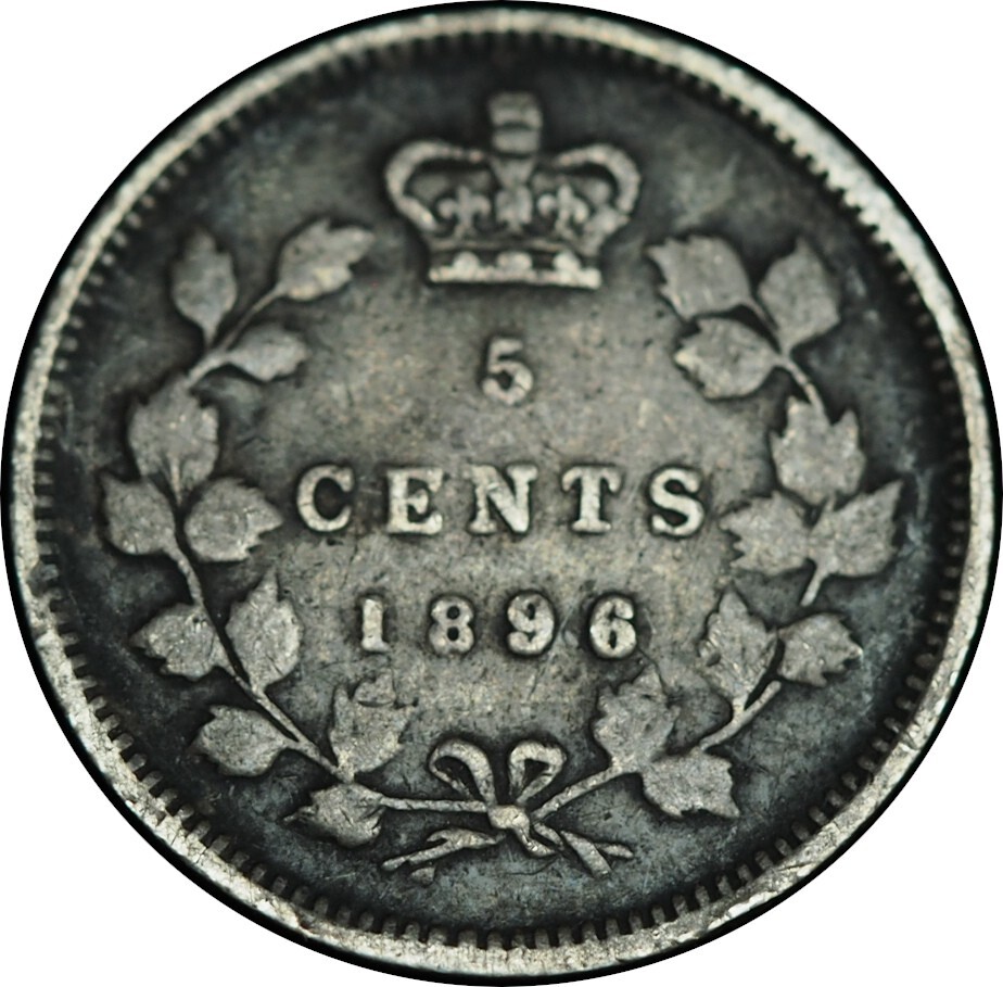 1896 Canada 5 Cents Silver VF Condition