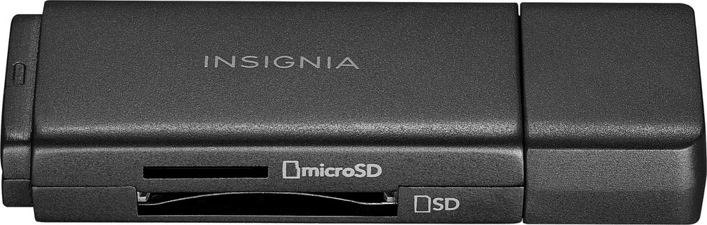 Insignia USB 3.0 SD microSD Memory Card Reader for Laptops Desktops Mac PC black