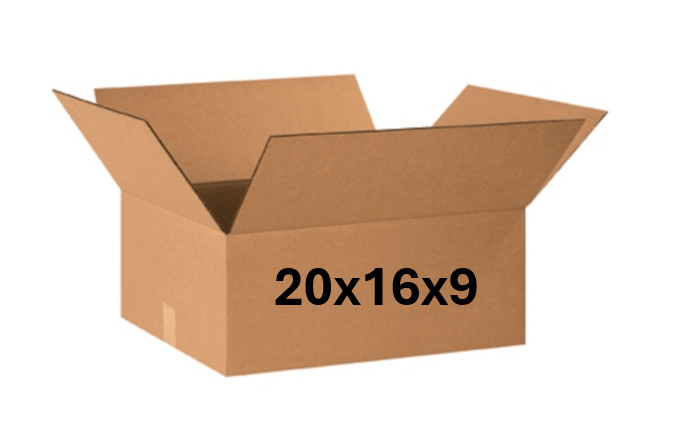 20" x 16" x 9" CARDBOARD BOX - 200 lb - SINGLE BOX