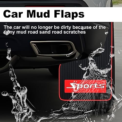 4 pcs Car Mud Flaps Universal Rubber Mudguard - Soft Material Black Red (Long)