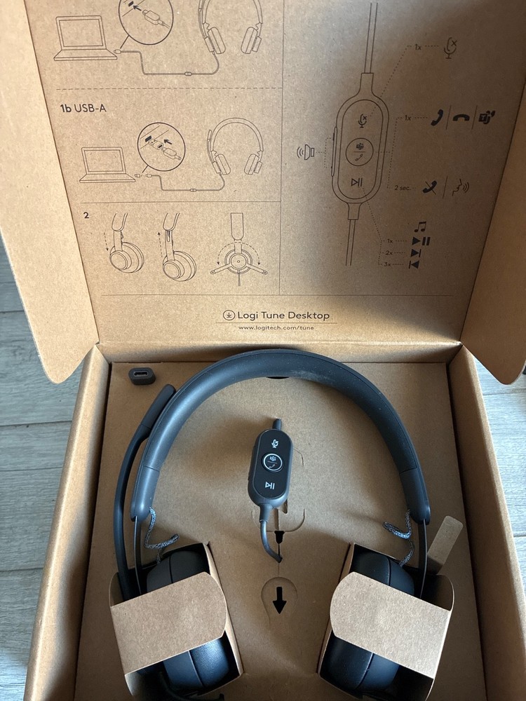 Logitech Zone Wired On-Ear Headset - Black A00100