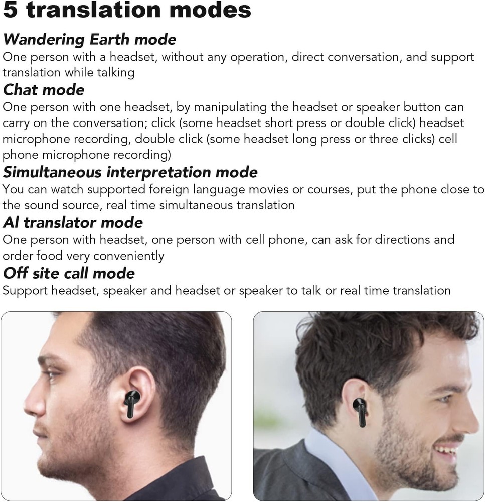 Y113 Language Translator Earbuds, 144 Language Translator Device, Bluetooth Nois