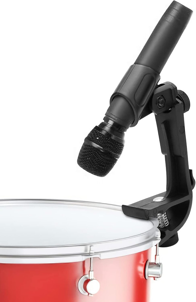 4-Pack Adjustable Drum Microphone Rim Mount Clips Snare Tom Mic Holder Black Set