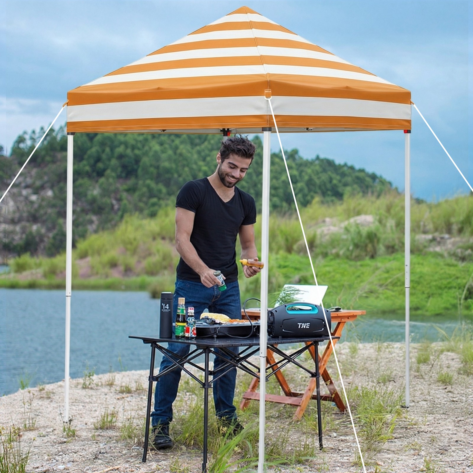 5x5ft Pop Up Canopy Tent, Outdoor Folding Canopy with Carry Bag,4 Sidewall