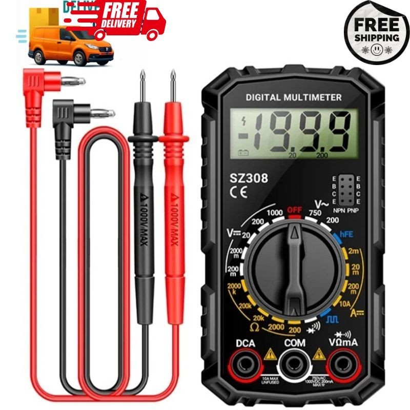 Digital Multimeter LCD Voltmeter Ammeter Ohmmeter Volt AC DC Tester Leads Meter